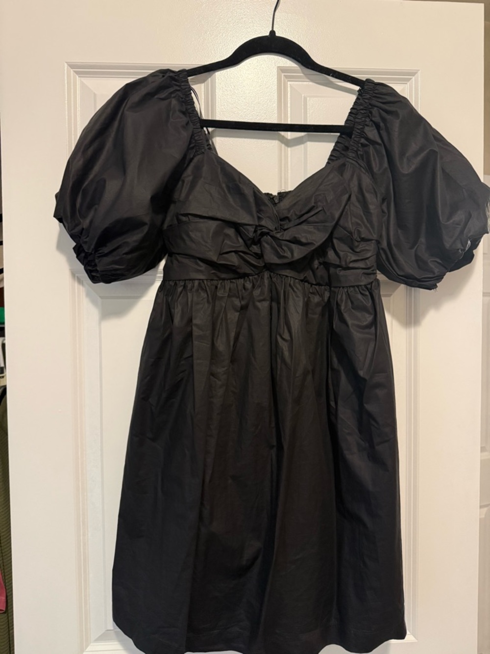 En Saison Black Puff-Sleeve Mini Dress